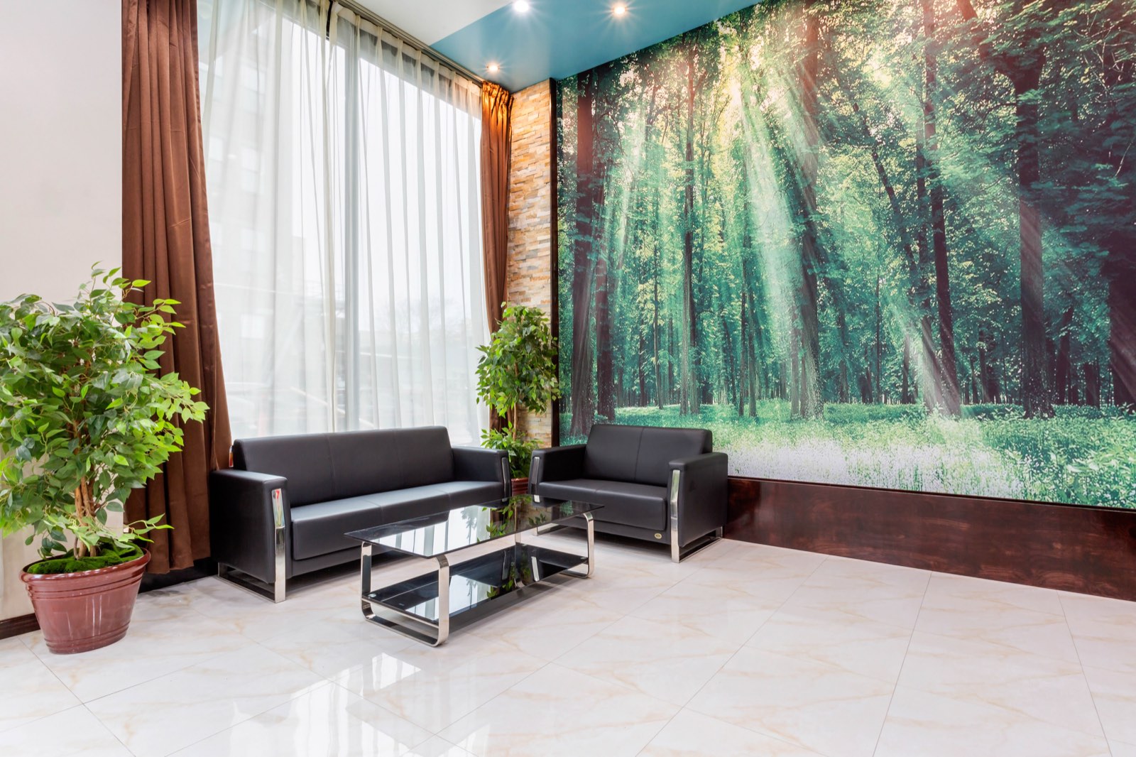 Lobby at The L Hotel in Sunset Park, Brooklyn
